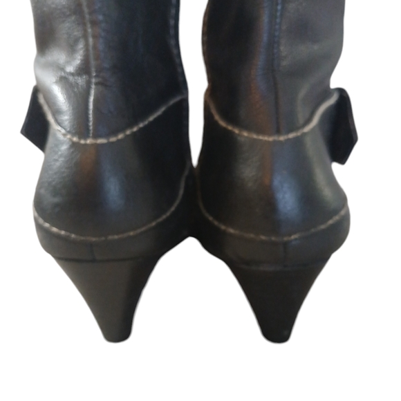 Fossil Black Leather Knee High Wedge Boot Size 8 - Picture 8 of 15